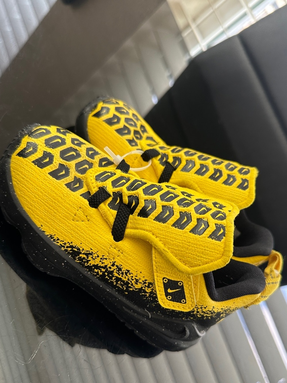 Nike Kids Yellow and Black Speckle Knit Sneakers